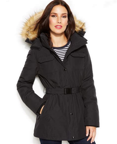 michael michael kors hooded faux fur trim down puffer 